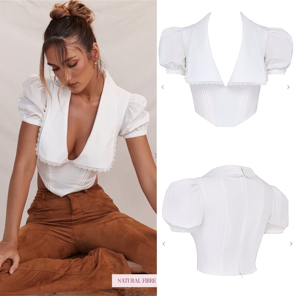 House of CB AUGUSTA White Pin Tuck Top
